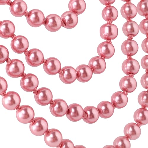 BABEYOND Long Pearl Necklace Faux Pearls Necklace Set Beaded Long Pearls Necklace 1920s Gatsby Costume Jewelry - color: Dusty Pink