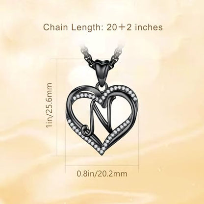 INFUSEU Unique Initial Necklaces for Women Girls Small Heart Letter Jewelry, Meaningful Personalized Gifts - style: N