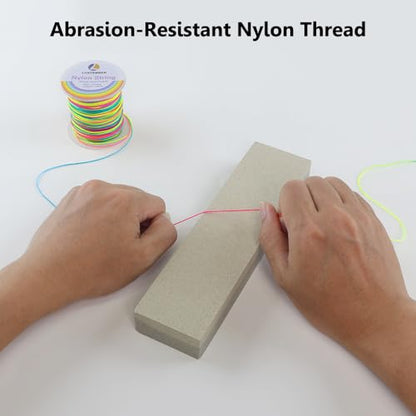 LUSTEMBER 0.8mm Nylon String, Strong Bracelet String, Durable Nylon Cord for Jewelry Making, Bracelets, Beading, Necklaces, Rattail Braiding, Kumihimo, Wind Chimes, Blinds and Handicrafts - size: Rainbow