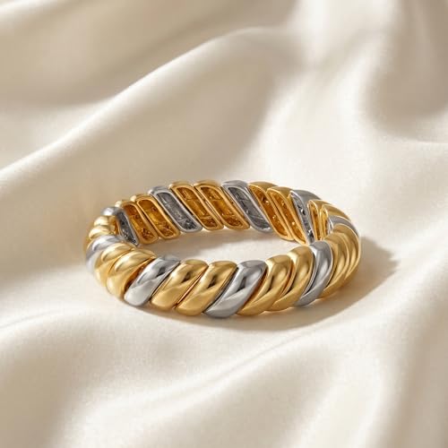 FAMARINE Gold Silver Chunky Bangle Bracelet for Women Men - style: Style L
