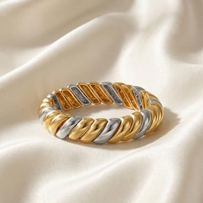 FAMARINE Gold Silver Chunky Bangle Bracelet for Women Men - style: Style L