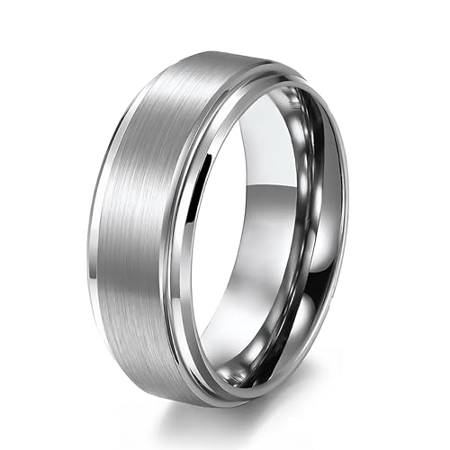 6mm 8mm Black/Gold/Silver/Purple Classic Stainless Steel Wedding Band Ring For Men Womem Matte Brushed Finish Comfort Fit Size 5-12 - color: 8mm-Silver