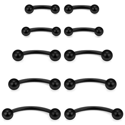 20G 16G 14G 12G Eyebrow Ring Piercing Jewelry Surgical Steel Vertical Labret Lip Ring Rook Daith Earrings Navel Small Tiny Belly Button Ring Piercing Jewelry for Women Men Silver Black Gold - color: Black, size: 14G