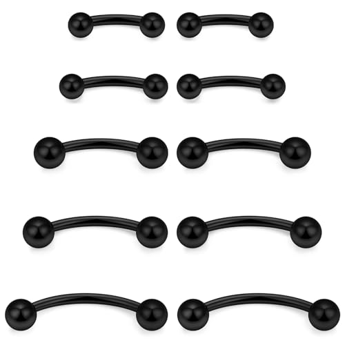 20G 16G 14G 12G Eyebrow Ring Piercing Jewelry Surgical Steel Vertical Labret Lip Ring Rook Daith Earrings Navel Small Tiny Belly Button Ring Piercing Jewelry for Women Men Silver Black Gold - color: Black, size: 14G