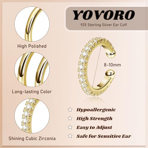 3Pcs 14K Gold Ear Cuff Earrings for Women Adjustable Non Piercing Ear Cuffs Sterling Silver Fake Earrings Clip on Cartilage Earring Ear Cuffs Jewelry - style: Style C-14K Gold