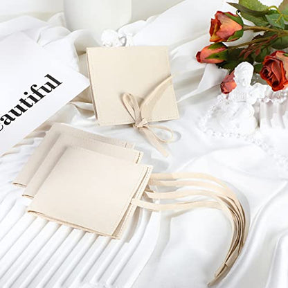 120 Pcs Microfiber Jewelry Pouch 8 x 8cm Jewelry Packaging Bag Gift Bow Tie Bracelet with Cleaning Cloth(Beige) - color: Beige
