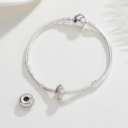 KEQ Clip Spacer Charm for Bracelet 925 Silver Pave Cubic Zirconia Clip Lock Stopper Bead Spacer For Women Bracelets Stopper Birthday Gifts European Openable Beads 2pcs - color: Silver CZ