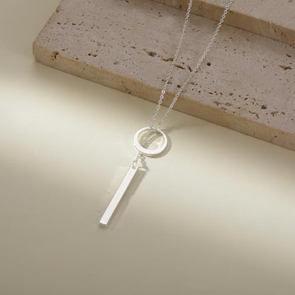 14k Silver Plated Necklace for Women necklace lariat for Gifts | Dainty Circle Necklace, Waterproof ,Fashion Jewelry, Non Tarnish Adjustable Y Shaped Chain