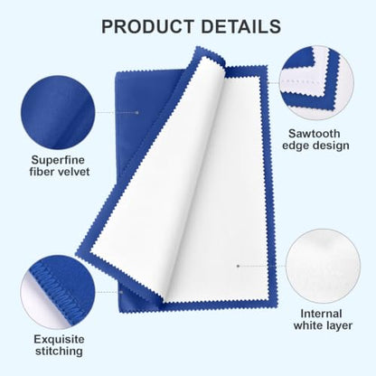 SEVENWELL Silver Polishing Cloth, 2PCS Large Jewelry Cleaning Cloths | Dual-Layer Cleaning, Large 10" × 12", Reusable, Removes Tarnish, Restores Shine, For Sterling Silver, Gold & Platinum - color: Dark Blue