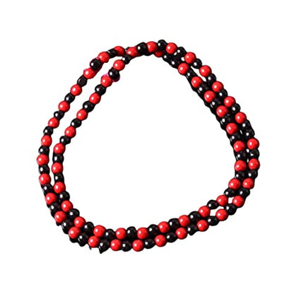 Natural Wood Bead Necklace 8MM Wooden Beaded Chunky Strand Necklaces Handmade Africa Wooden Chain for Women Men Jewelry - color: red black