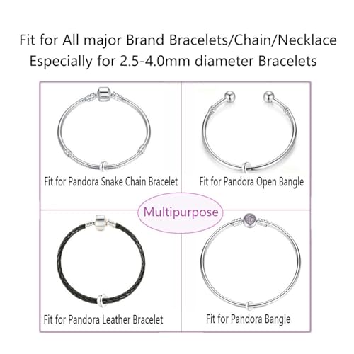 Clip Stopper Charms Sterling Silver Rondelle Spacer Bead Charm Stopper Charm for Pandora Charm Bracelets - color: Silver (2 pcs)