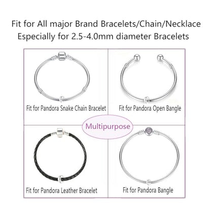 Clip Stopper Charms Sterling Silver Rondelle Spacer Bead Charm Stopper Charm for Pandora Charm Bracelets - color: Silver (8 pcs )