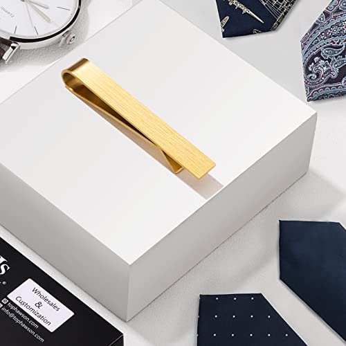 HAWSON 2 inch Tie Clips for Men-Skinny Tie Bar Tie Set for Wedding Anniversary Business and Best Gift for Dad Husband Brother - color: 1 PCS - Brush Gold