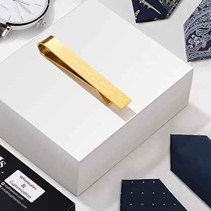 HAWSON 2 inch Tie Clips for Men-Skinny Tie Bar Tie Set for Wedding Anniversary Business and Best Gift for Dad Husband Brother - color: 1 PCS - Brush Gold