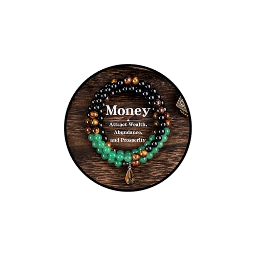 Money Necklace for Women Men, Natural Green Beads & Tiger Eye Wealthy Feng Shui Prosperity Lucky Pendant Necklaces Adjustable Elastic Cord Spiritual Healing Jewelry for Wealth Good Luck - color: Green+Teardrop Tiger Eye
