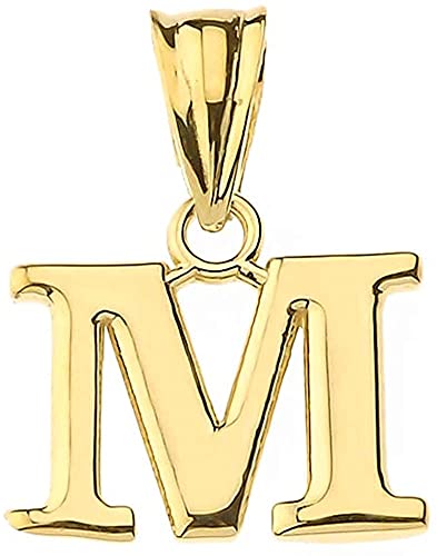 10K Yellow Gold Fine Mini Dangling Initial A-Z Charm 1/2" Pendant - Choice of Initial Letter - style: Letter M Initial Charm