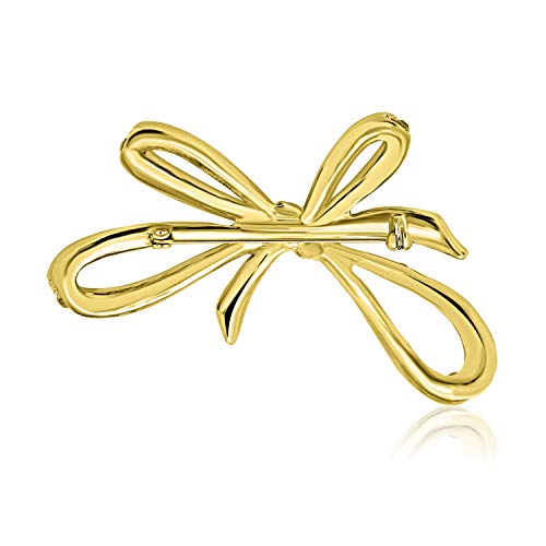 Winter Holiday Blue White Glittering Crystal Bridal Fashion Large Statement Ribbon Scarf Bow Brooch Pin For Women Rose Gold or Silver Plated - color: Gold Tone