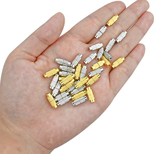 50 Pcs Brass Screw Twist Clasps for Jewelry Making - Barrel Clasp, Cord End Caps for DIY Bracelet and Necklace - Brass Barrel Tube Fastener, Jewelry End Tip Sets, Craft Supplies, Waist Beads