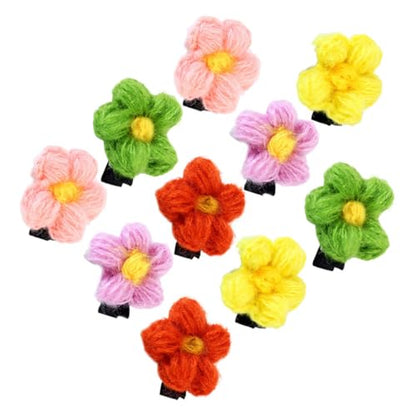 TEHAUX 12 Pcs Flower Bobby Pins Hair Clips for Mixed Colors Birthday Headdress Hair Accessories Set Random Color