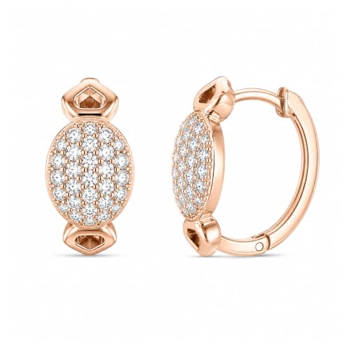 Gempires Huggie Hoop Earrings for Women | Cubic Zirconia Fashion Earrings Collection | Gold, Silver & Rose Gold Tone Styles | Lightweight Everyday Jewelry - color: Oval Pave Huggie
