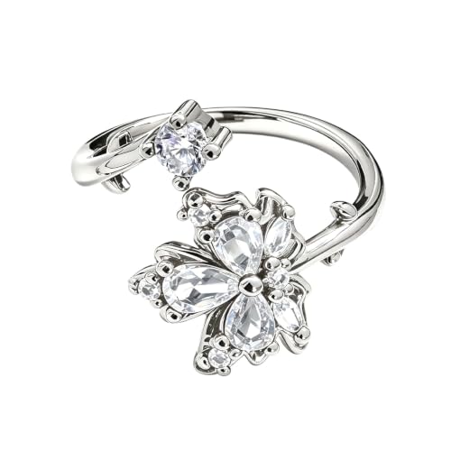 Fall Gold Plated Knuckle Ring Trendy Zircon Crystal Jewelry with Maple Leaf Design Vintage Stackable Joint Finger Ornament Simple Cute Open Twist Ring for Women Daily Wear - color: Silver1