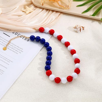 Chunky Beaded Necklace for Women 16mm Round Bead Resin Modern Statement Necklace Jewelry Accessories - color: colorful 06