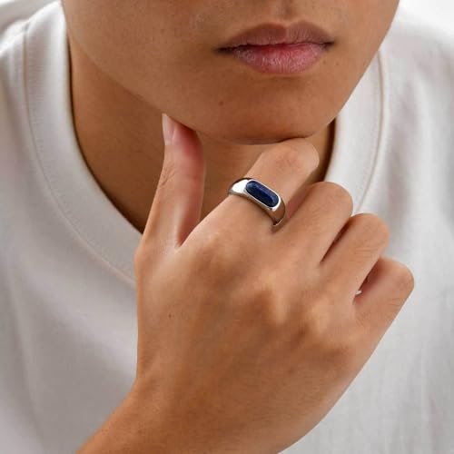 Kemstone Stainless Steel Lapis Lazuli Signet Ring for Men - size: 8
