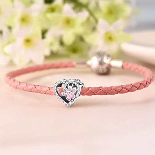 925 Sterling Silver Charms for Bracelets and Necklaces Lipstick and Perfume High Heels Dangle Pendants Heart Butterfly Bead Charms Halloween Christmas Gift for Womens - style: Cat Paw Print Bones Heart Bead Charms