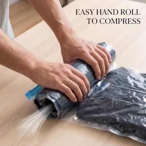 3 Pcs Travel Vacuum Compression Bags, Reusable Clothing Luggage Storage Bags, Essential Travel Items That Can Save Space - color: Transparent, size: 16x24 inch