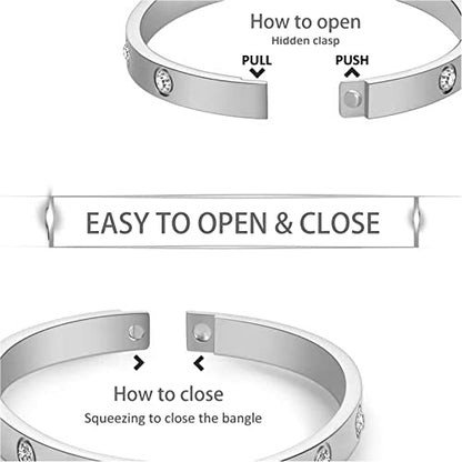 Friendship Love Bracelet for Women, 18K Gold Plated Titanium Steel Cuff - color: Silver, size: Zircon 7.5''