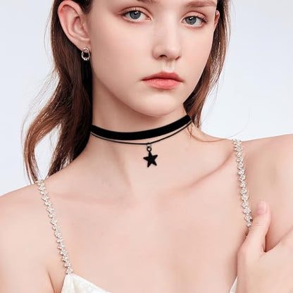 Choker Necklace for Women, Choker Necklaces for Woman, Black Choker, Chokers for Women - color: Bronze and Black 8pcs