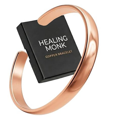 Healing Monk Pure Copper Bracelet for Men & Women – Handmade Uncoated Copper Jewelry Cuff – Adjustable Healing Copper Bracelets for Arthritis – Mens & Womens Copper Cuff Pulsera de Cobre - style: Healing