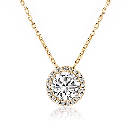 A+O Gift for Mom, Aunt, Grandma - Solitaire Halo Necklace in Gold, Rose Gold, Silver - style: AUNT, Gold