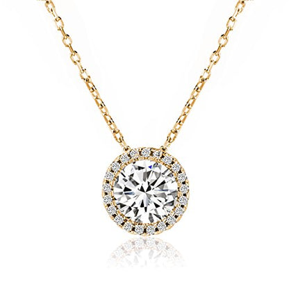 A+O Gift for Mom, Aunt, Grandma - Solitaire Halo Necklace in Gold, Rose Gold, Silver - style: MOTHER, Gold