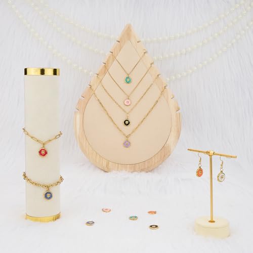 UMAOKANG 8 Mixed Color Enamel Charm, Gold Plated Stainless Steel Round Clover Bulk Charms Pendants DIY for Necklace Bracelet Jewelry Making Crafting - color: Round Clover