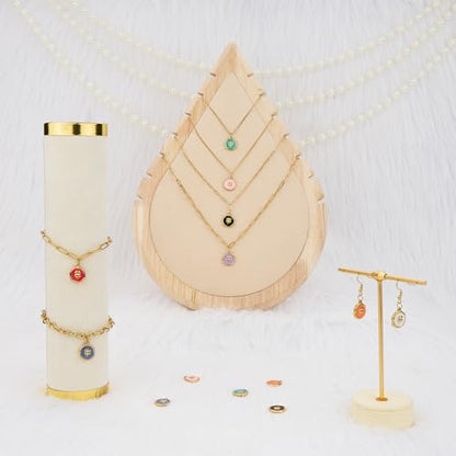 UMAOKANG 8 Mixed Color Enamel Charm, Gold Plated Stainless Steel Round Clover Bulk Charms Pendants DIY for Necklace Bracelet Jewelry Making Crafting - color: Round Clover