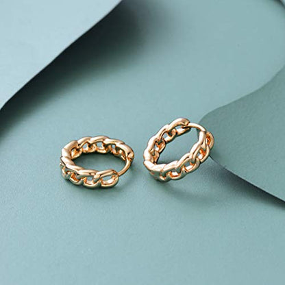 Cubic Zirconia Huggie Earrings 14k Gold Plated Tiny Earrings Small Huggie Hoop Earrings Simple Lightweight Hoops Gift for Women - color: Cuba hoop