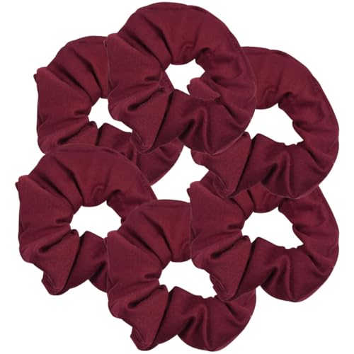 Motique Accessories Large Scrunchies for Women, Pack of 6, Burgundy | Hair Ties for Medium & Thick Hair - color: Burgundy Red