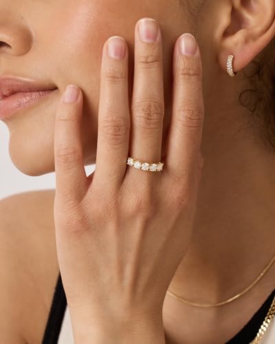 PAVOI 14K Gold Plated Premium Cubic Zirconia Engagement Ring for Women | Promise Eternity Ring Jewelry - color: White Gold, size: 9