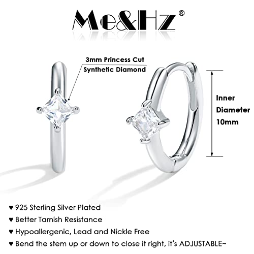 Me&Hz Gold Huggie Earrings Small Huggie Hoop Earrings for Women 14K Gold Plated Hypoallergenic Cubic Zirconia Huggies Mini Silver Hoop Earring for Women - color: Diamond,Silver
