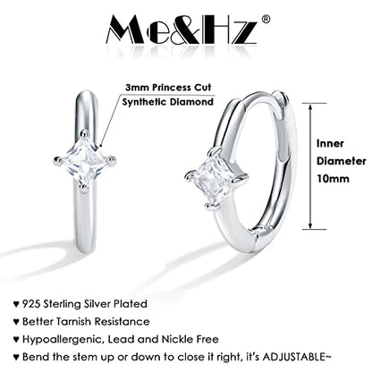 Me&Hz Gold Huggie Earrings Small Huggie Hoop Earrings for Women 14K Gold Plated Hypoallergenic Cubic Zirconia Huggies Mini Silver Hoop Earring for Women - color: Diamond,Silver