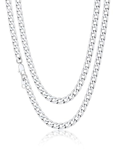 Suplight Cuban Link Chain Necklace for Men Women, Stainless Steel/Black/18K Gold Plated Chain 4mm/6mm/9mm Wide Cuban Chain Necklace, Hip Hop Jewelry 18"-30" - color: a. 6mm width-Steel, size: 28 inches