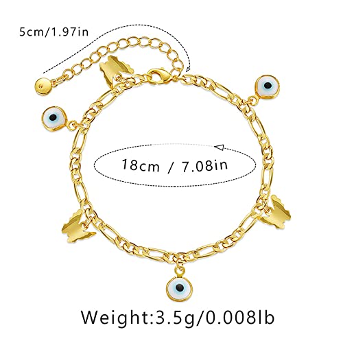 Dainty Gold Bracelets for Women, 18 Gold Plated Adjustable Evil Eye/Butterfly/Beaded/Pearl/Heart/Turquoise Handmade Bracelet for Women - style: Evil Eye and Butterfly