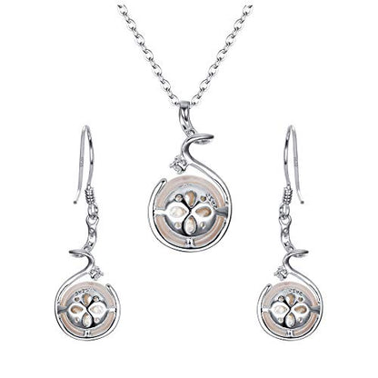 EleQueen 925 Sterling Silver CZ Freshwater Cultured Pearls Bridal Pendant Necklace Earrings Wedding Jewelry Sets, Valentine's Day/Mother's Day/Christmas Gift - style: Pearl Necklace Sets