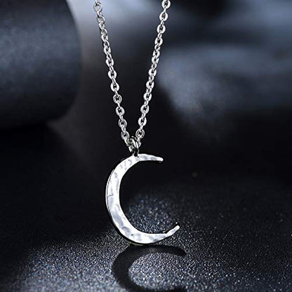 Valloey Rover Gold Necklaces for Women | Dainty 14K Gold/Sterling Silver Plated Cubic Zirconia Star Moon Pendant Necklaces Twist Rope Chain Simple Jewelry for Women - style: Sliver-CMoon