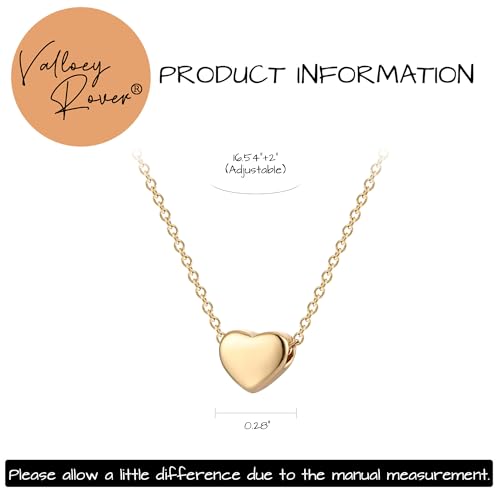 Valloey Rover Gold Necklaces for Women | Dainty 14K Gold/Sterling Silver Plated Cubic Zirconia Star Moon Pendant Necklaces Twist Rope Chain Simple Jewelry for Women - style: Gold-Heart