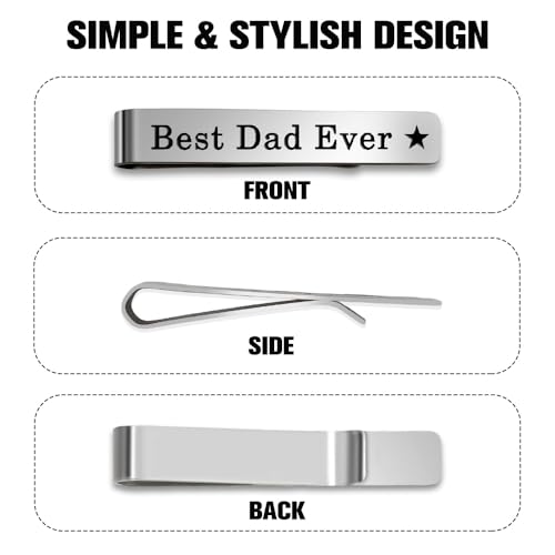 Bicfuiot Father's Day Christmas Birthday Valentines Graduation Gifts for Boyfriend Dad Uncle Grandpa Husband Son,Tie Clips - style: Dad