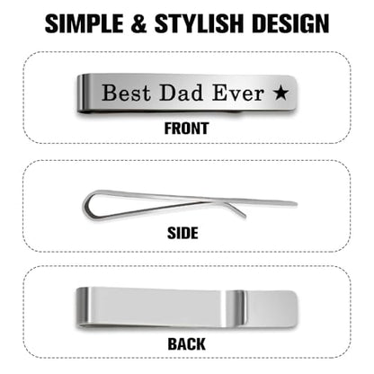 Bicfuiot Father's Day Christmas Birthday Valentines Graduation Gifts for Boyfriend Dad Uncle Grandpa Husband Son,Tie Clips - style: Dad