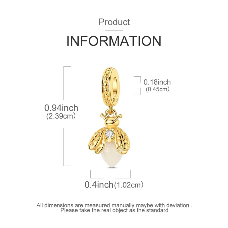 Gold Flower Family Charms for Bracelet Bead Charm for Women Jewelry Present - style: Gold Firefly
