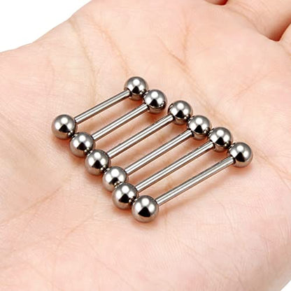 16G 14G 12G Titanium Tongue Rings Nipple Piercings Externally/Internally Threaded G23 Hypaollergenic Nipple Tongue Barbells Piercing Jewelry for Women Men 12mm 14mm 16mm 19mm Bars - style: 14G-14mm 16mm 19mm Bars-Externally Threaded